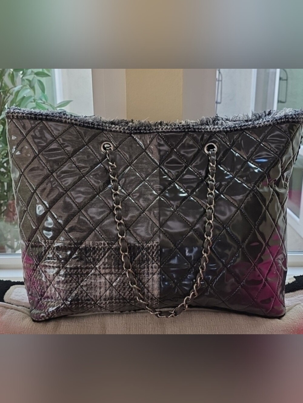 CHANEL Tweed Patchwork Tote